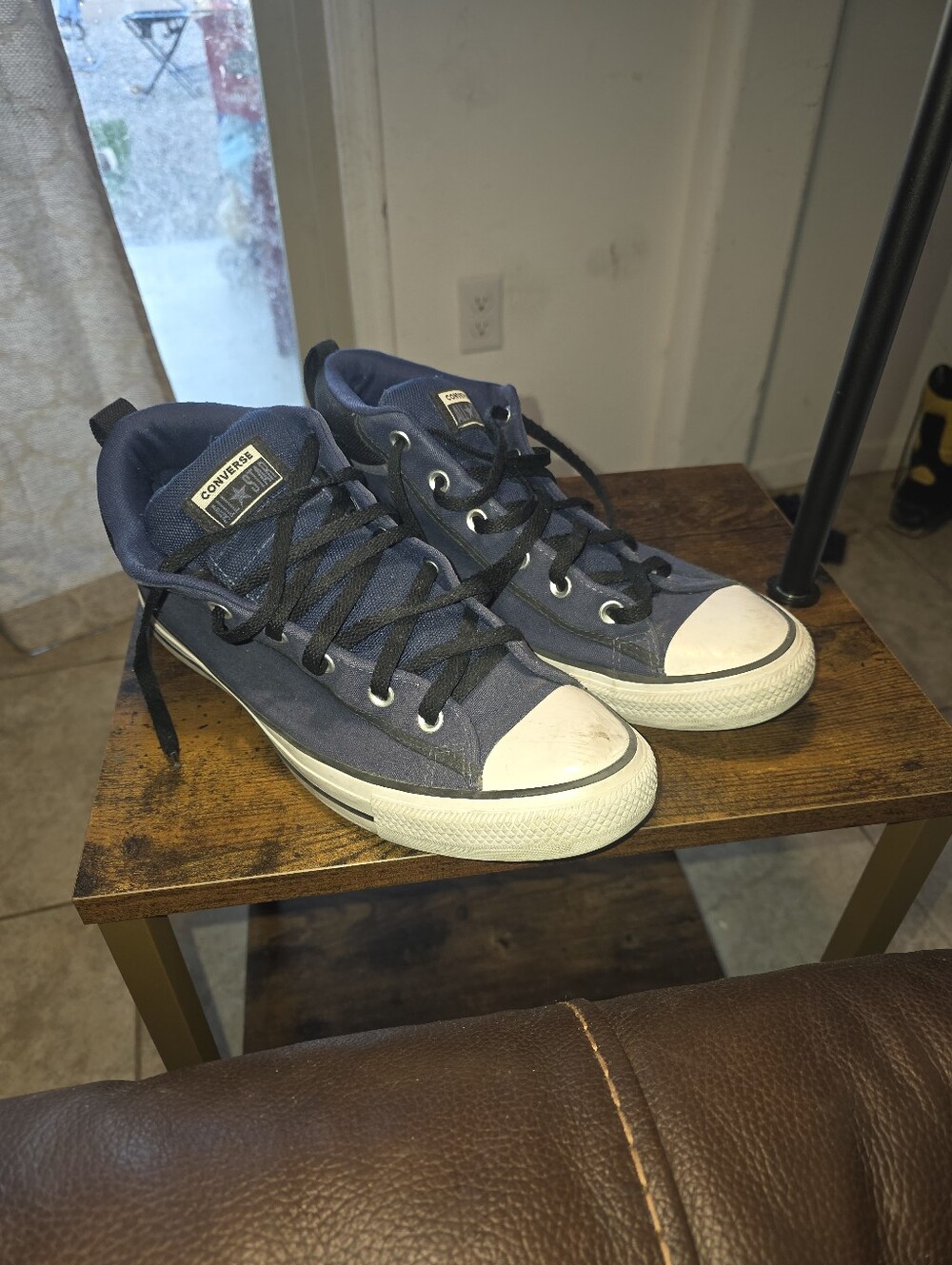 Converse Men’s Navy and White Canvas High-Top Sneakers